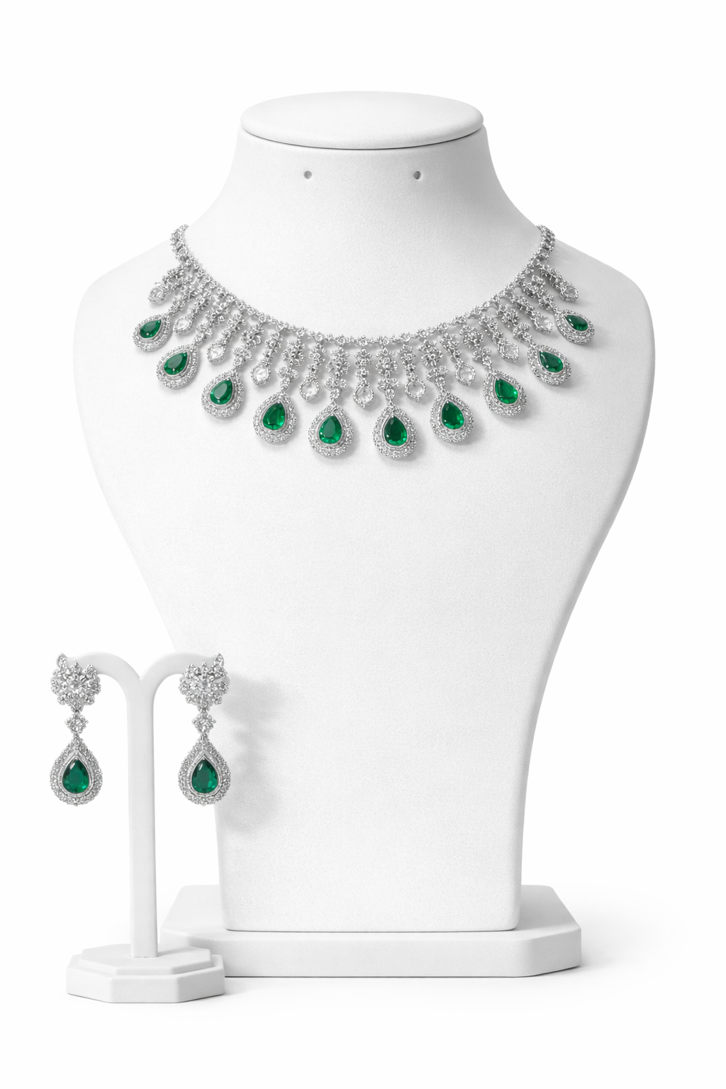Emerald Cascade Halo Set