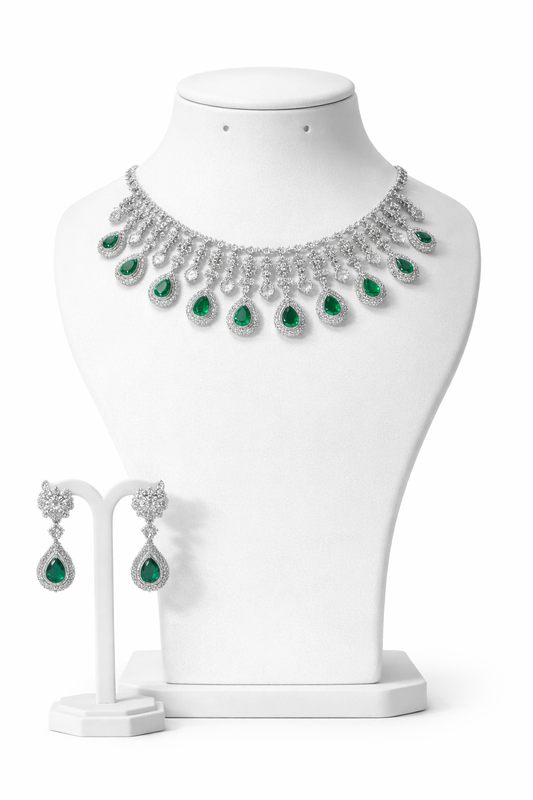 Emerald Cascade Halo Set