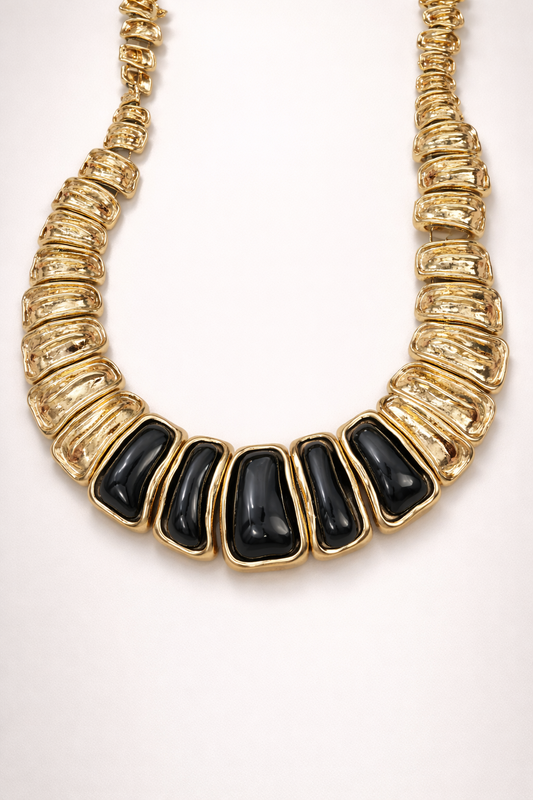 Obsidian Sculpted Statement Necklace