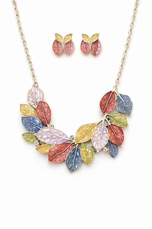 Autumn Leaf Necklace & Earrings Set