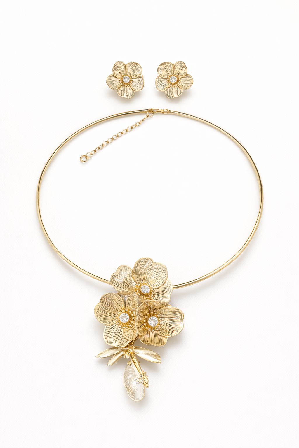 Golden Blossom Necklace & Earrings Set
