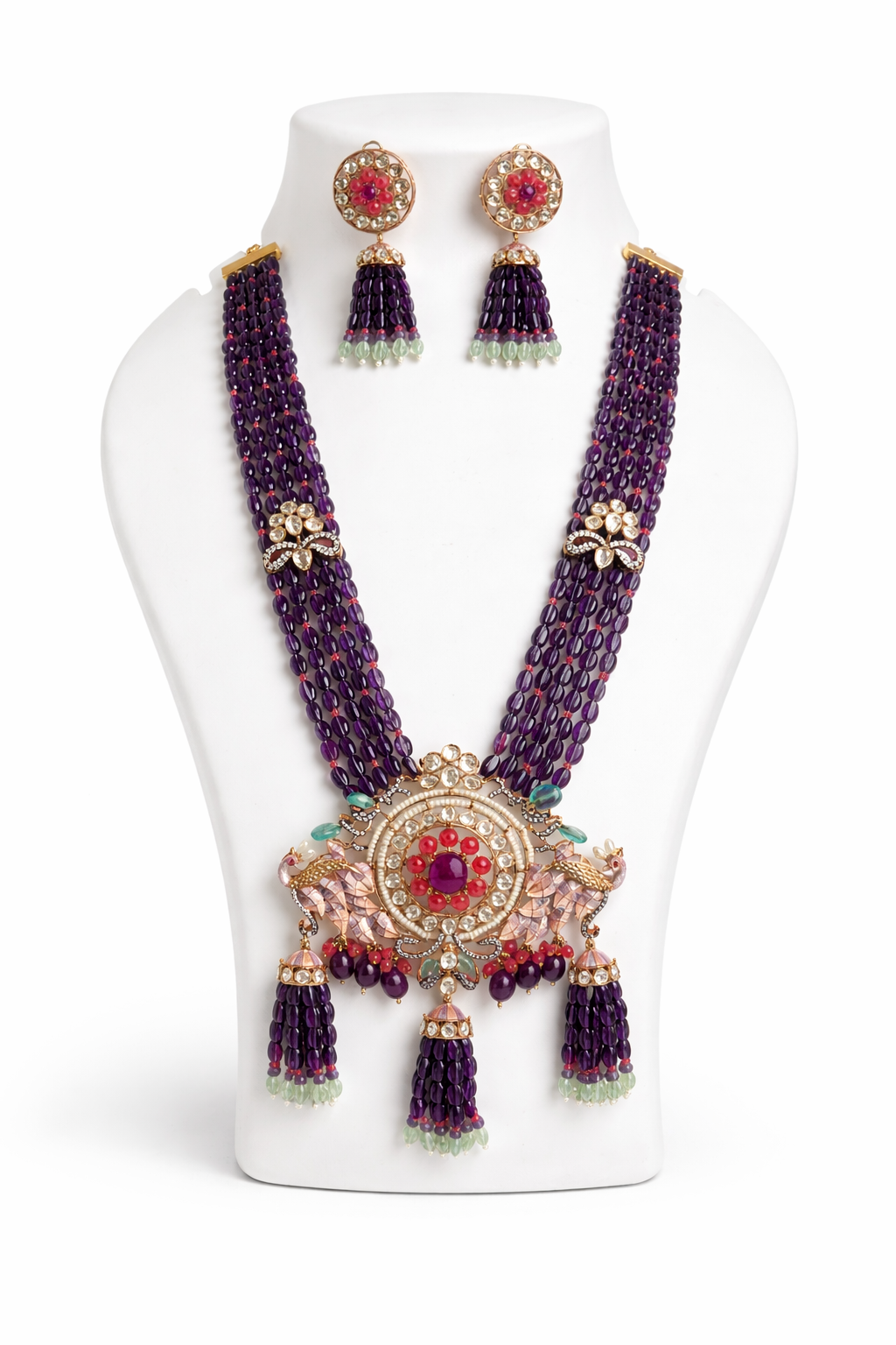 Rangmahal Peacock Tassel Heritage Necklace Set