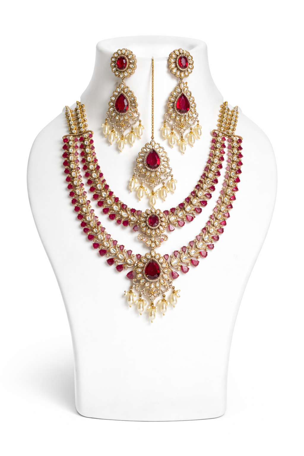 Zarmina Ruby Royale Bridal Necklace Set