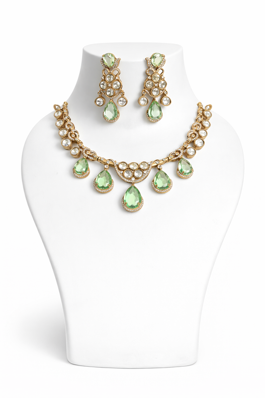 Mint Aura Teardrop Necklace Set