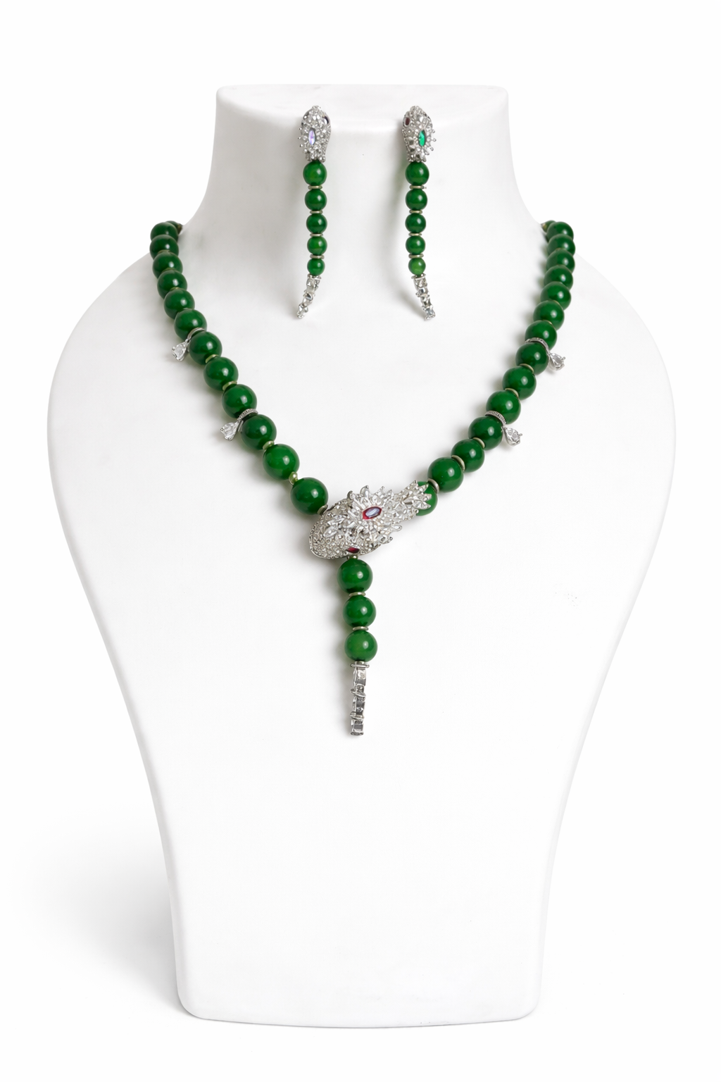 Emerald Serpentina Drop Necklace Set