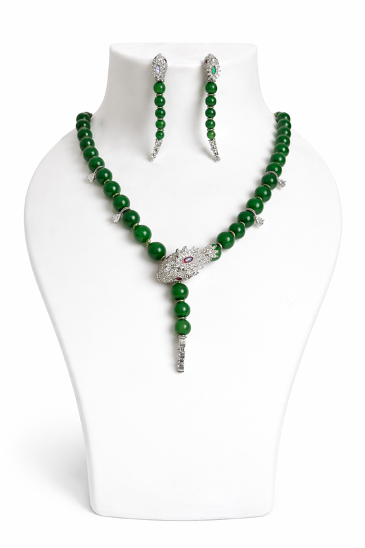 Emerald Serpentina Drop Necklace Set