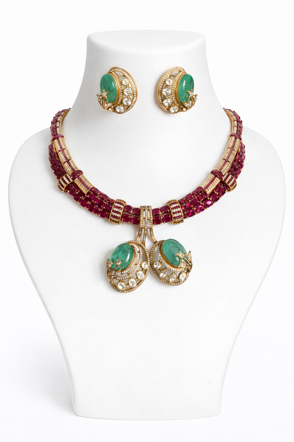 Emerald Royale Ruby Collar Set