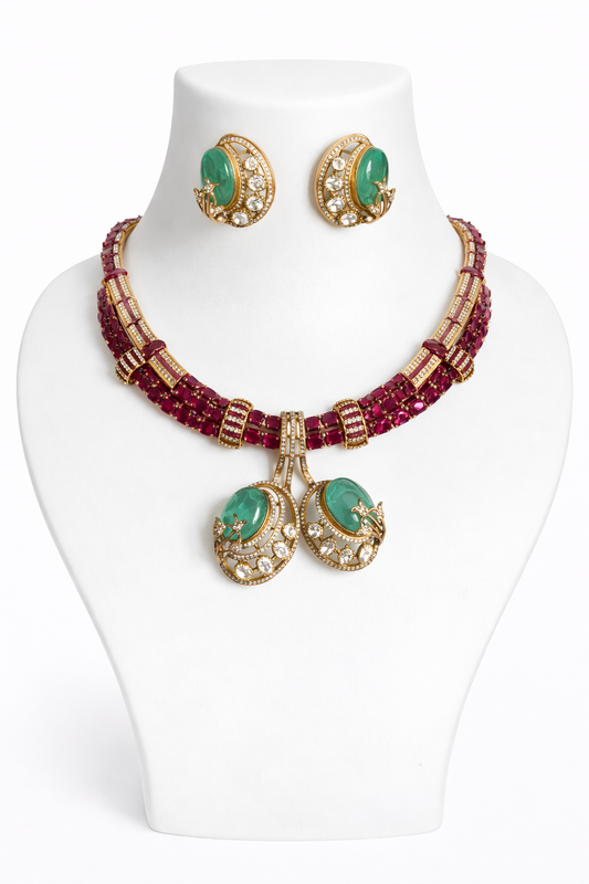 Emerald Royale Ruby Collar Set