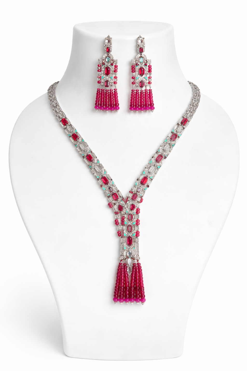 Ruby Cascade Diamond Tassel Set