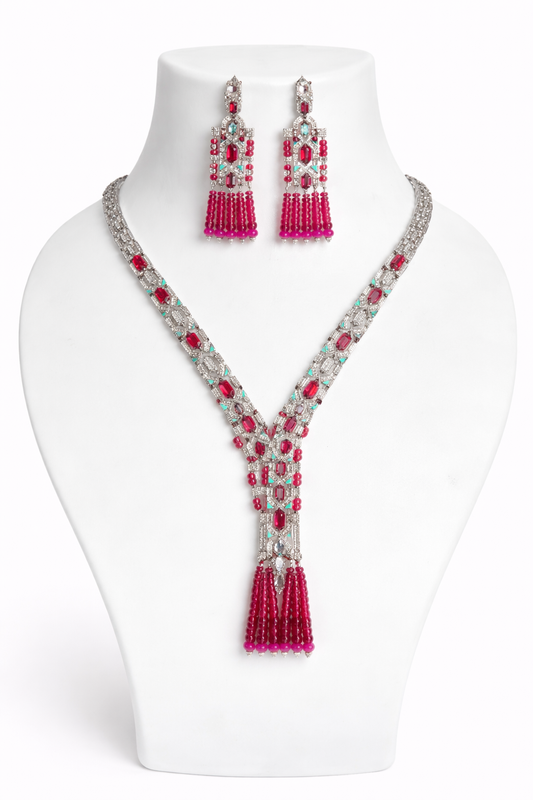 Ruby Cascade Diamond Tassel Set