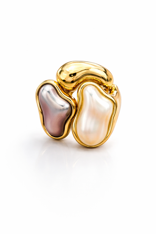 Molten Pearl Trinity Ring