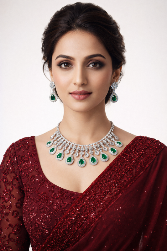 Emerald Cascade Halo Set