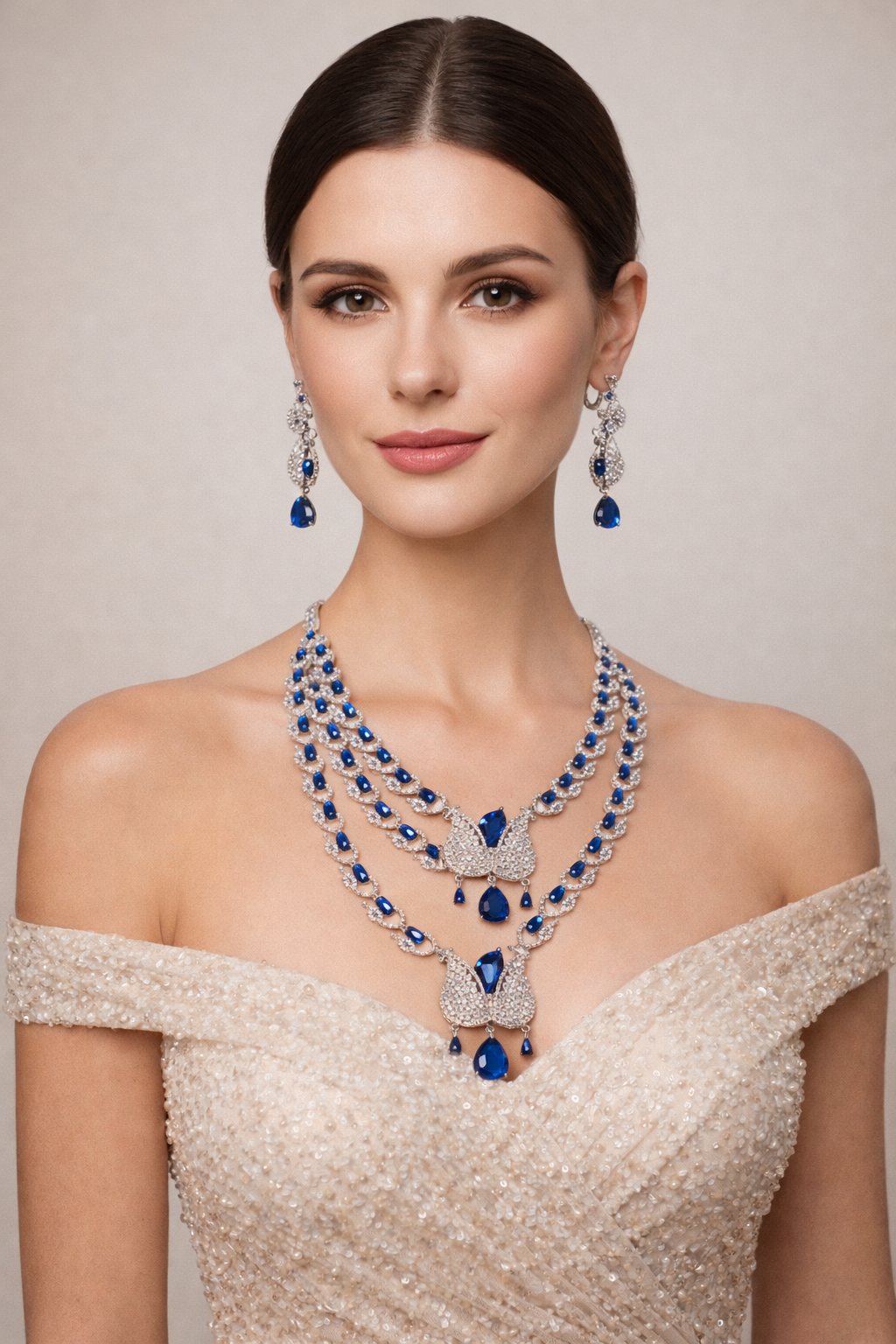 Sapphire Cascade Double-Layer Set