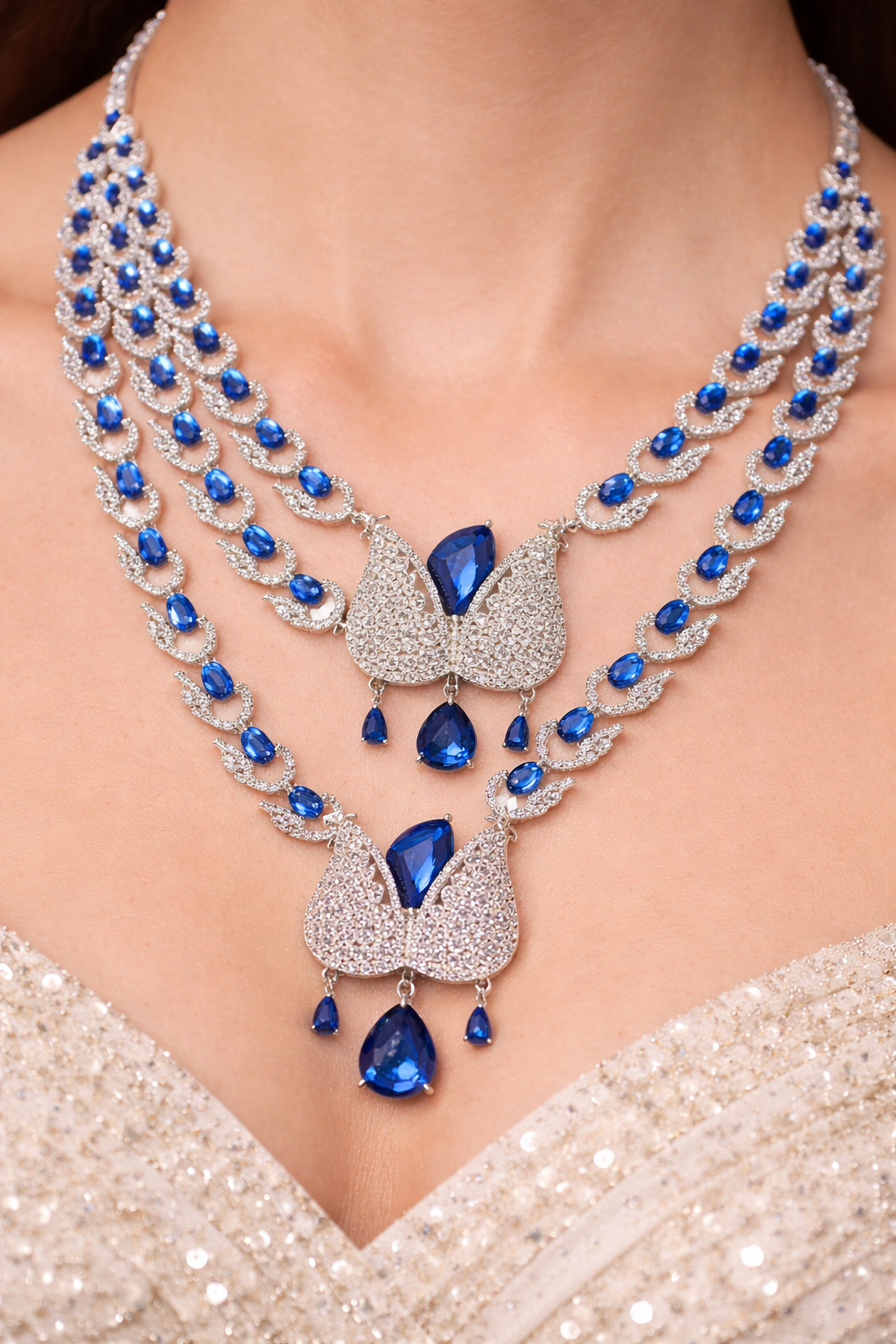 Sapphire Cascade Double-Layer Set