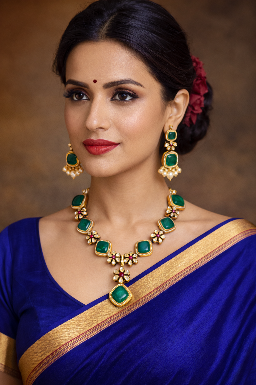 Emerald Blossom Statement Set