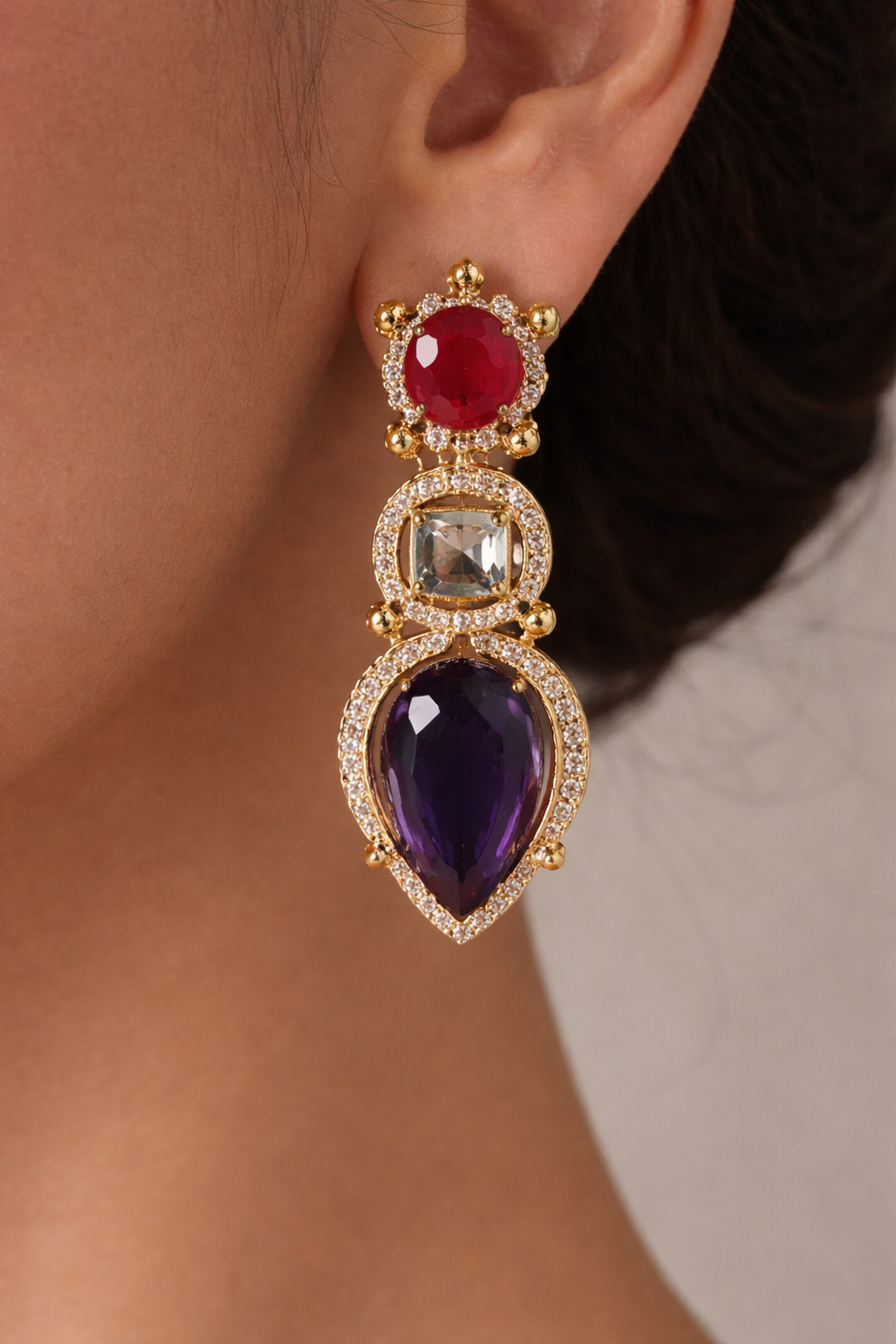 Navratna Royale Drop Necklace Set
