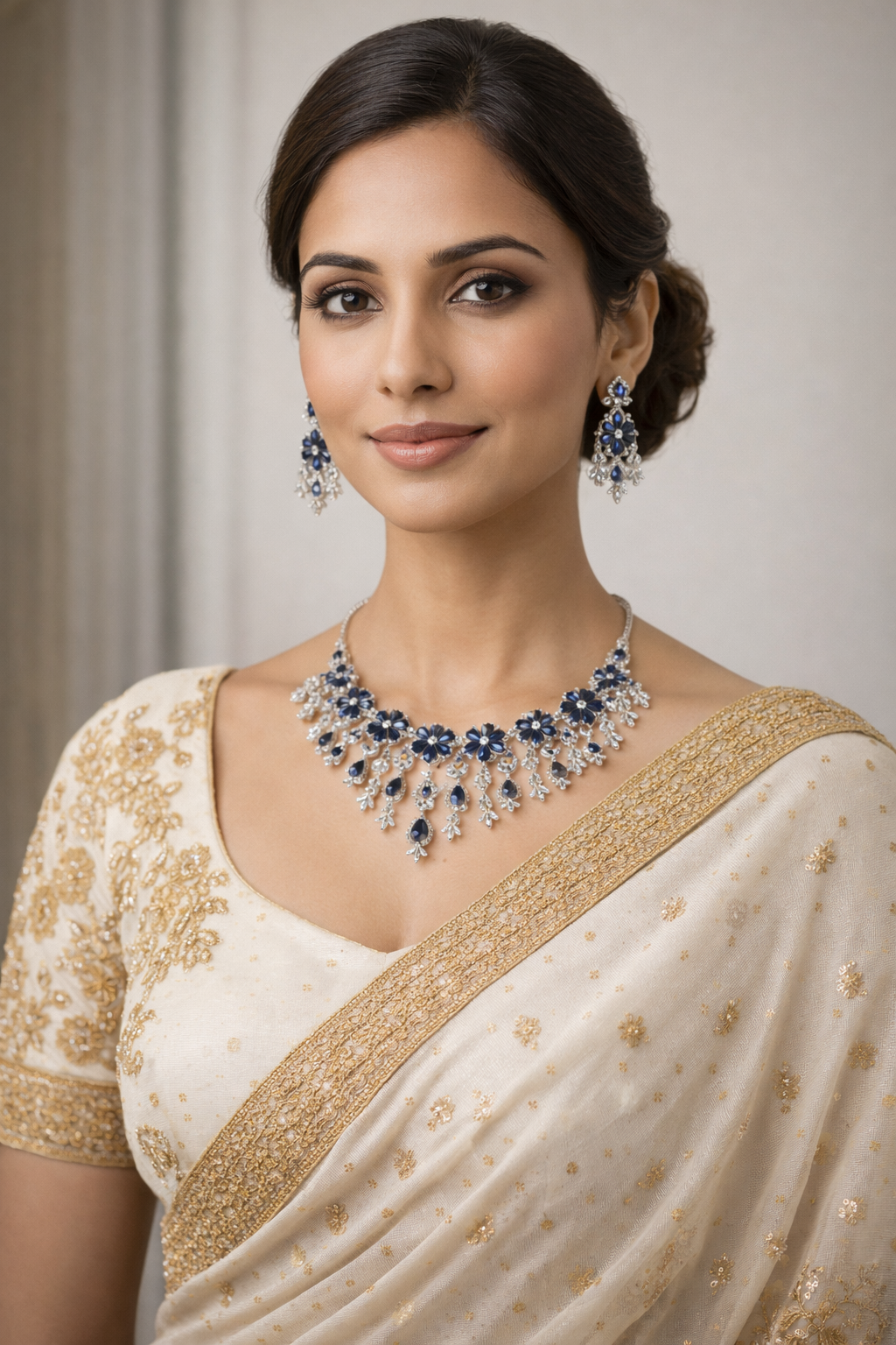 Royal Azure Bloom Necklace Set