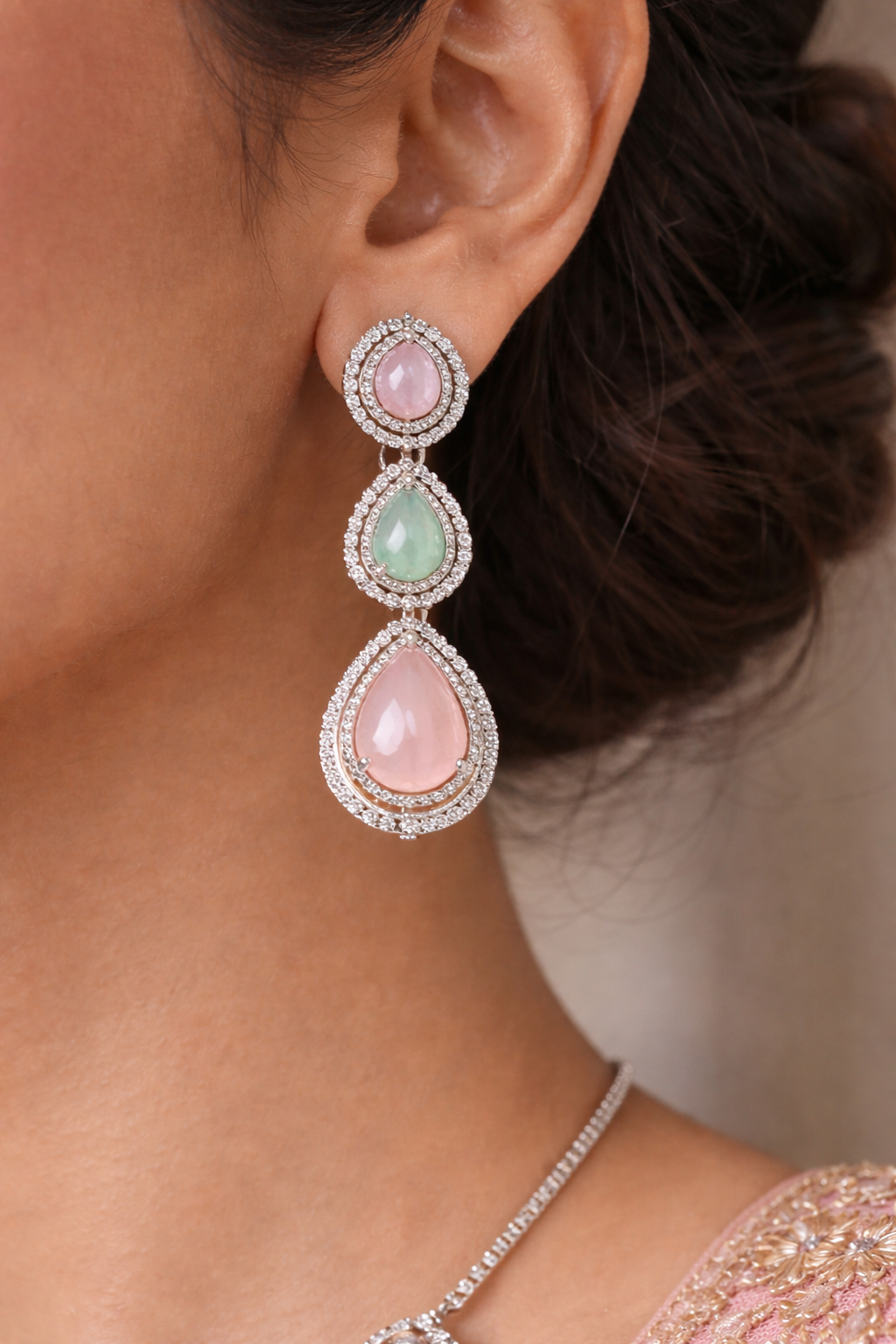 Blush Verde Cascade Necklace Set