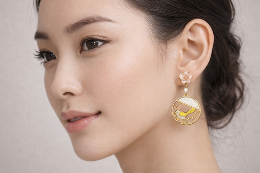 Golden Songbird Blossom Earrings