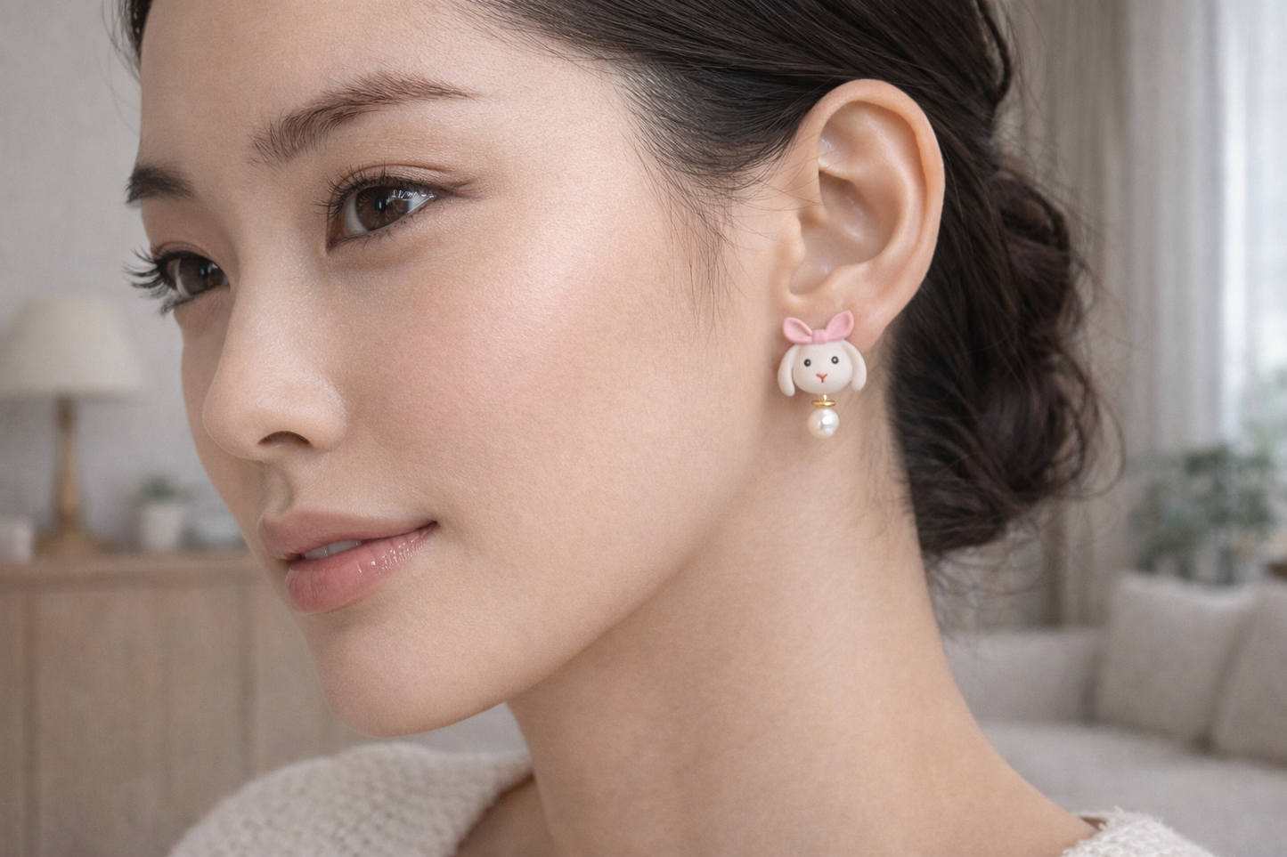 Blush Bunny Pearl Earrings